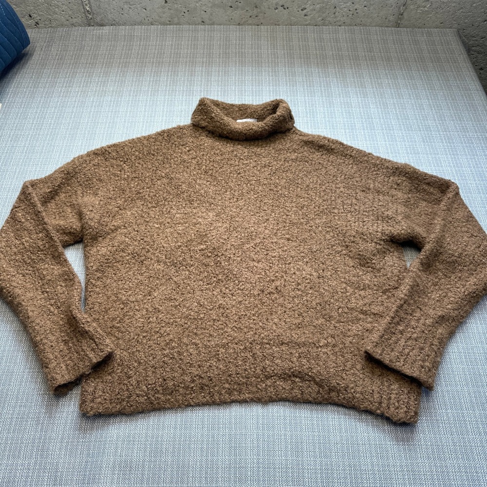 J.Crew Alpaca Wool Blend Boucle Turtleneck Sweater Small Oversize Layer Cozy